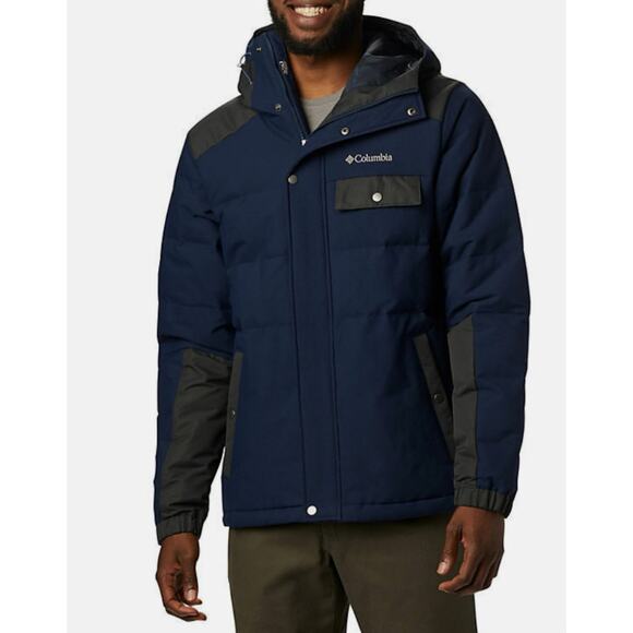 Columbia Winter Challenger Hooded Down Jacket 550 Down Fill Puffer Men's L Blue - Picture 1 of 16